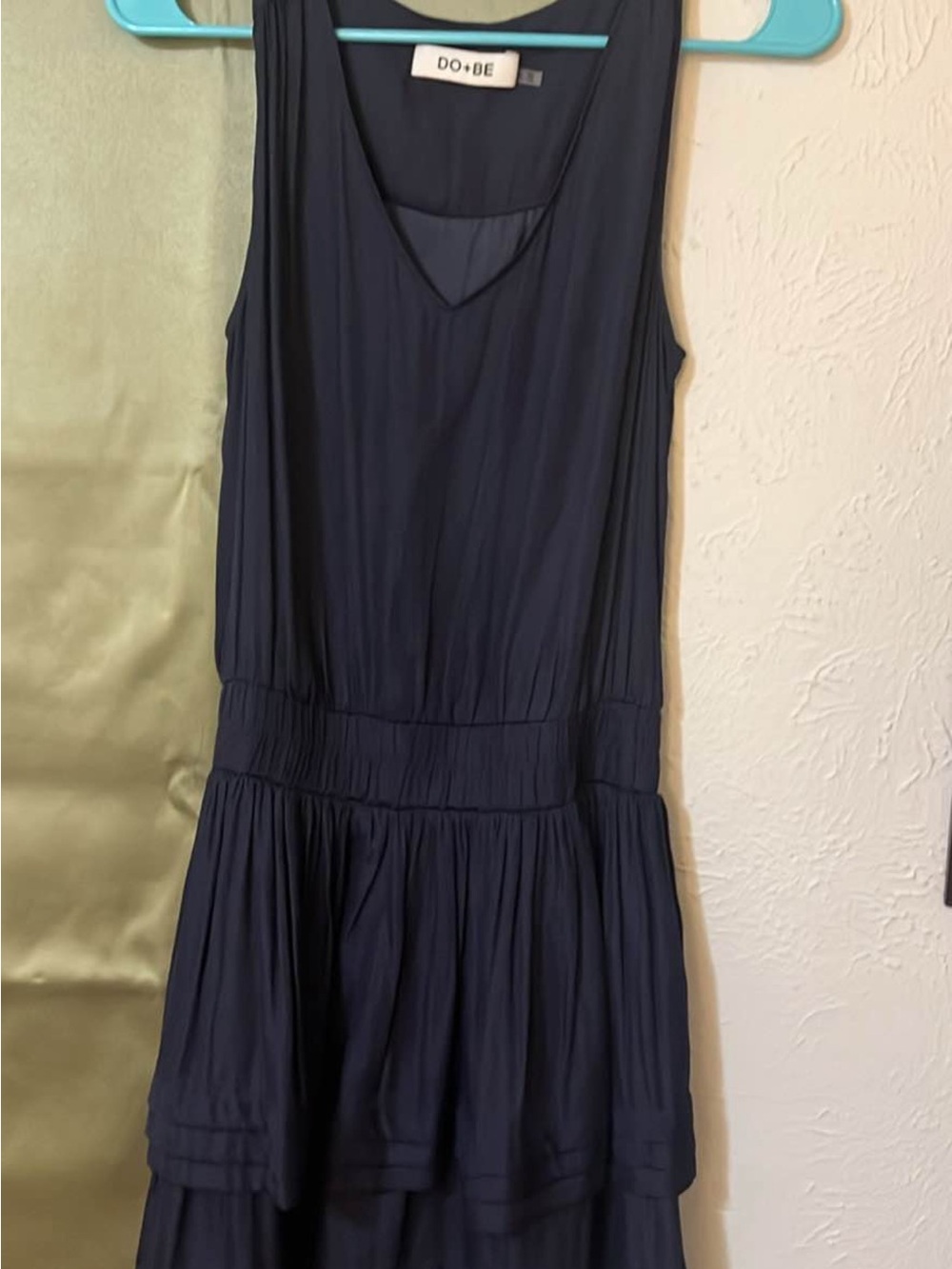 DO+BE Navy Sleeveless Tiered V-Neck Midi Dress